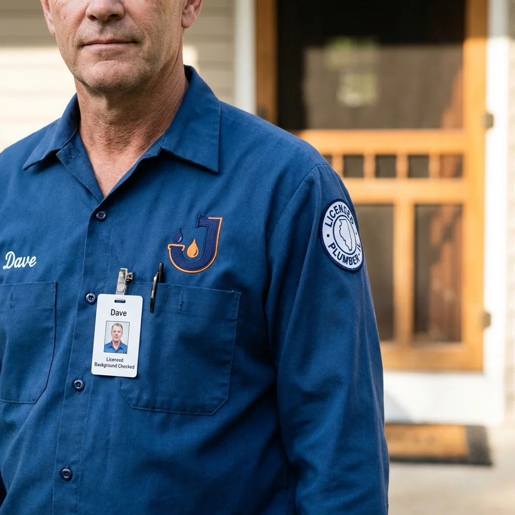 Licensed plumber showing ID badge in Gasport, NY