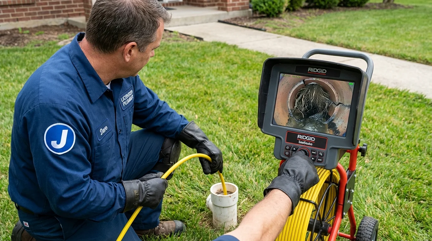 Sewer camera inspection being performed by Johns Plumbing LLC in Gasport
