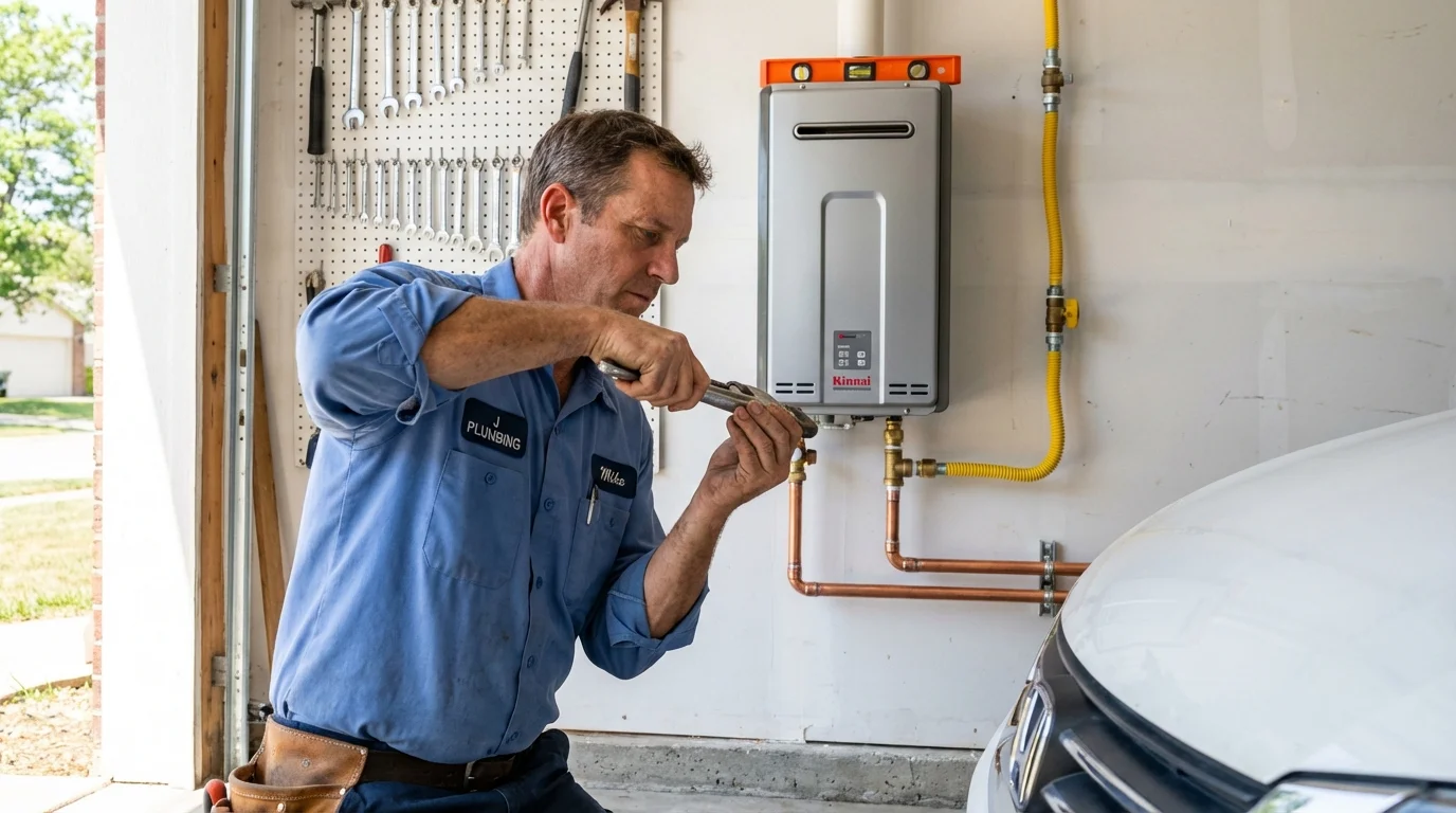 Tankless water heater installation by a Johns Plumbing LLC plumber in Gasport